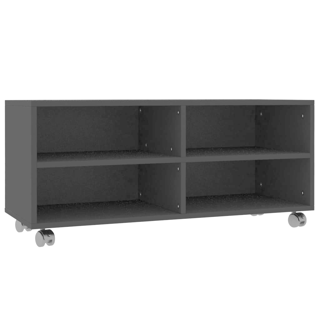 Tv-meubel met wieltjes 90x35x35 cm bewerkt hout zwart