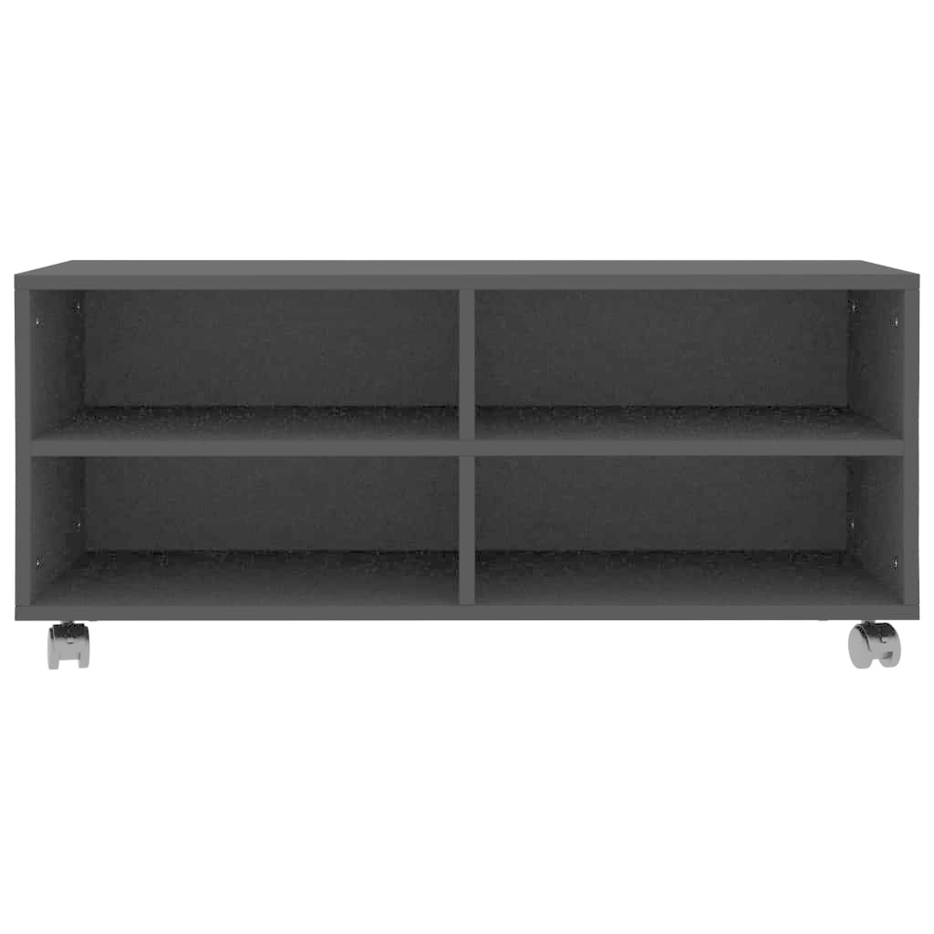 Tv-meubel met wieltjes 90x35x35 cm bewerkt hout zwart
