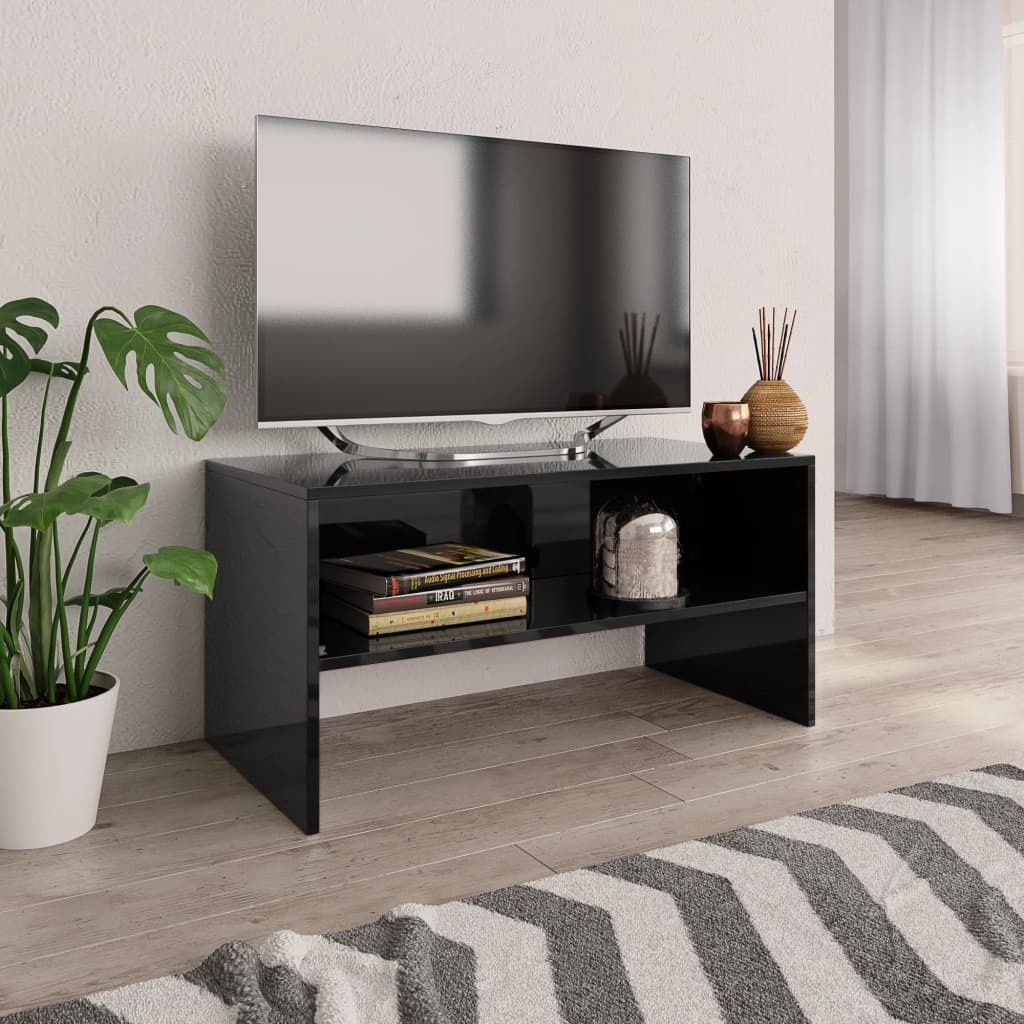 Tv-meubel 80x40x40 cm bewerkt hout hoogglans zwart