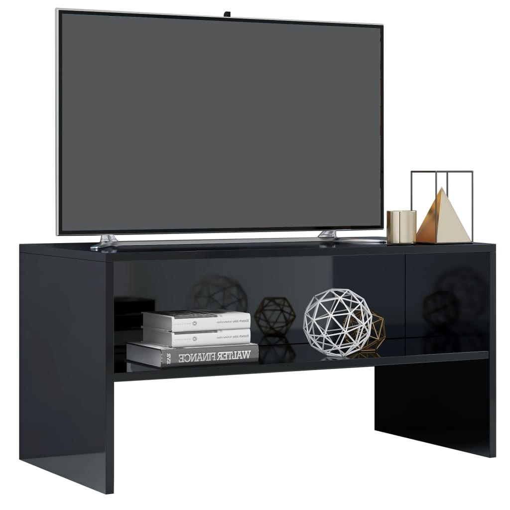 Tv-meubel 80x40x40 cm bewerkt hout hoogglans zwart
