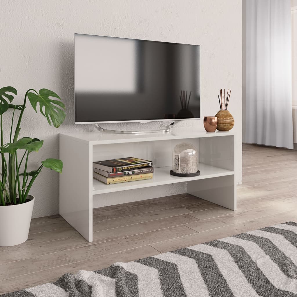 Tv-meubel 80x40x40 cm bewerkt hout hoogglans wit