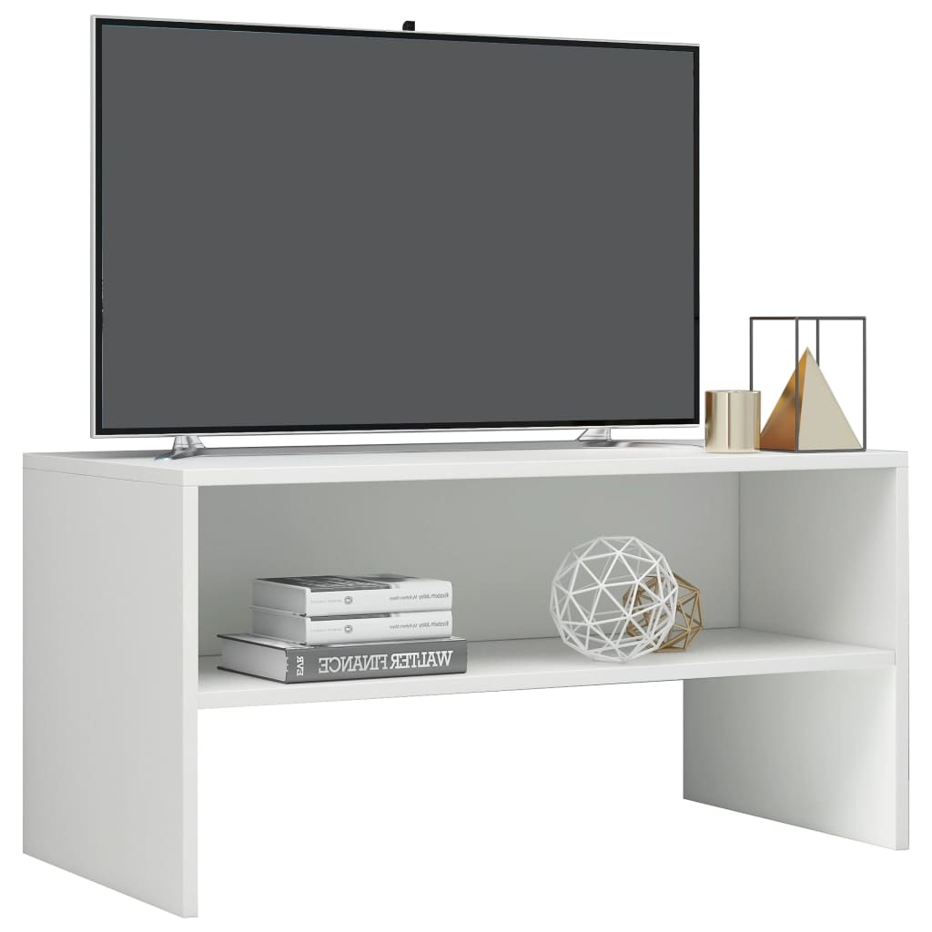 Tv-meubel 80x40x40 cm bewerkt hout hoogglans wit