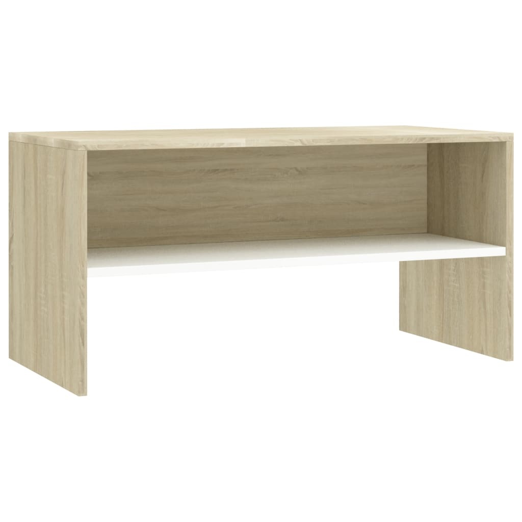 Tv-meubel 80x40x40 cm bewerkt hout wit en sonoma eikenkleurig