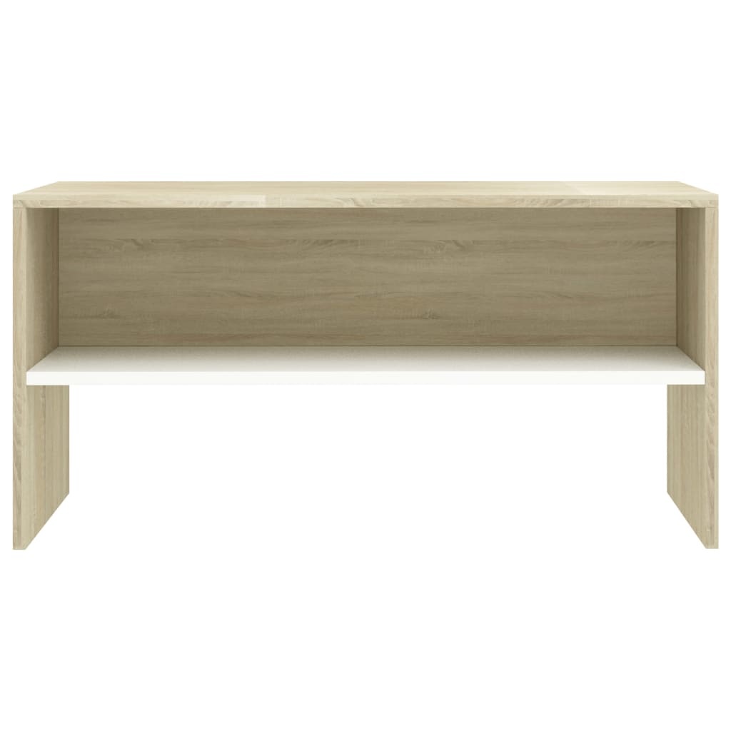 Tv-meubel 80x40x40 cm bewerkt hout wit en sonoma eikenkleurig