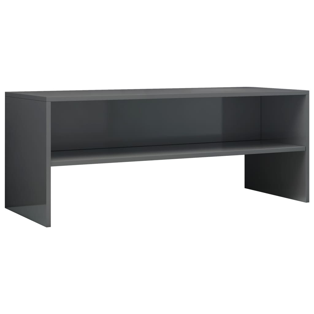 Tv-meubel 100x40x40 cm bewerkt hout hoogglans grijs