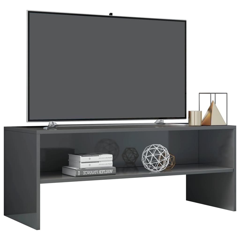 Tv-meubel 100x40x40 cm bewerkt hout hoogglans grijs