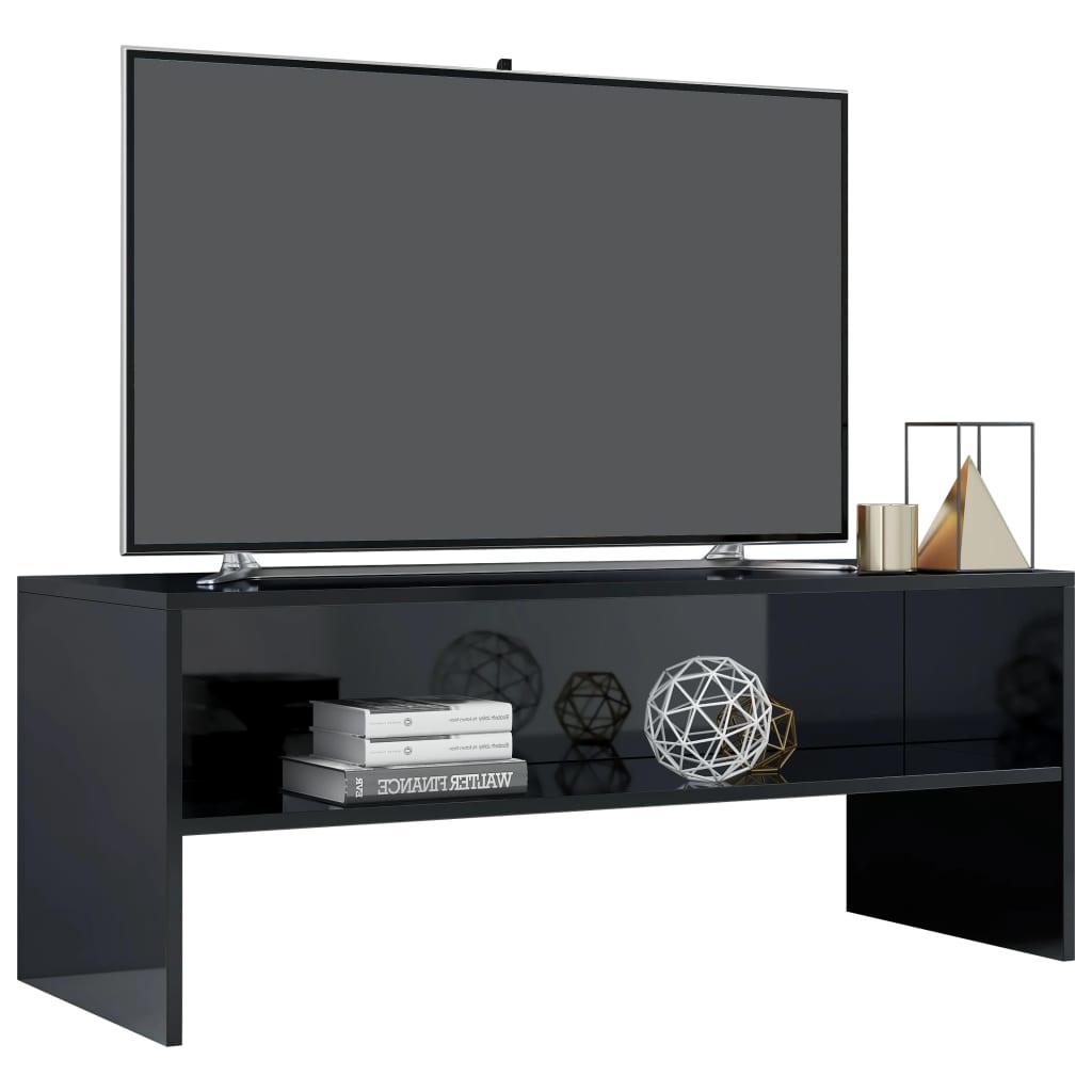Tv-meubel 100x40x40 cm bewerkt hout hoogglans zwart