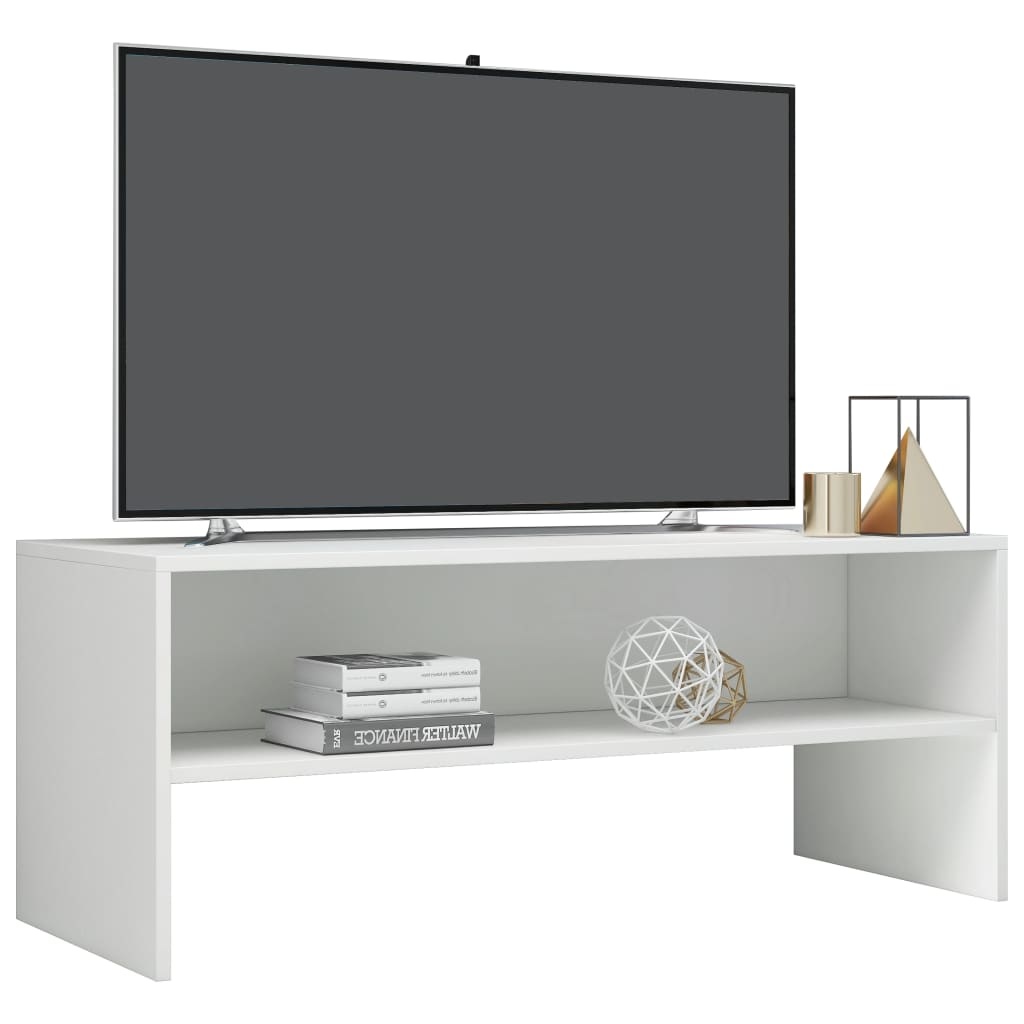 Tv-meubel 100x40x40 cm bewerkt hout hoogglans wit