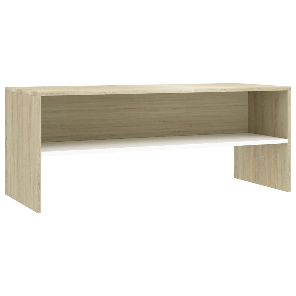 Tv-meubel 100x40x40 cm bewerkt hout wit en sonoma eikenkleurig