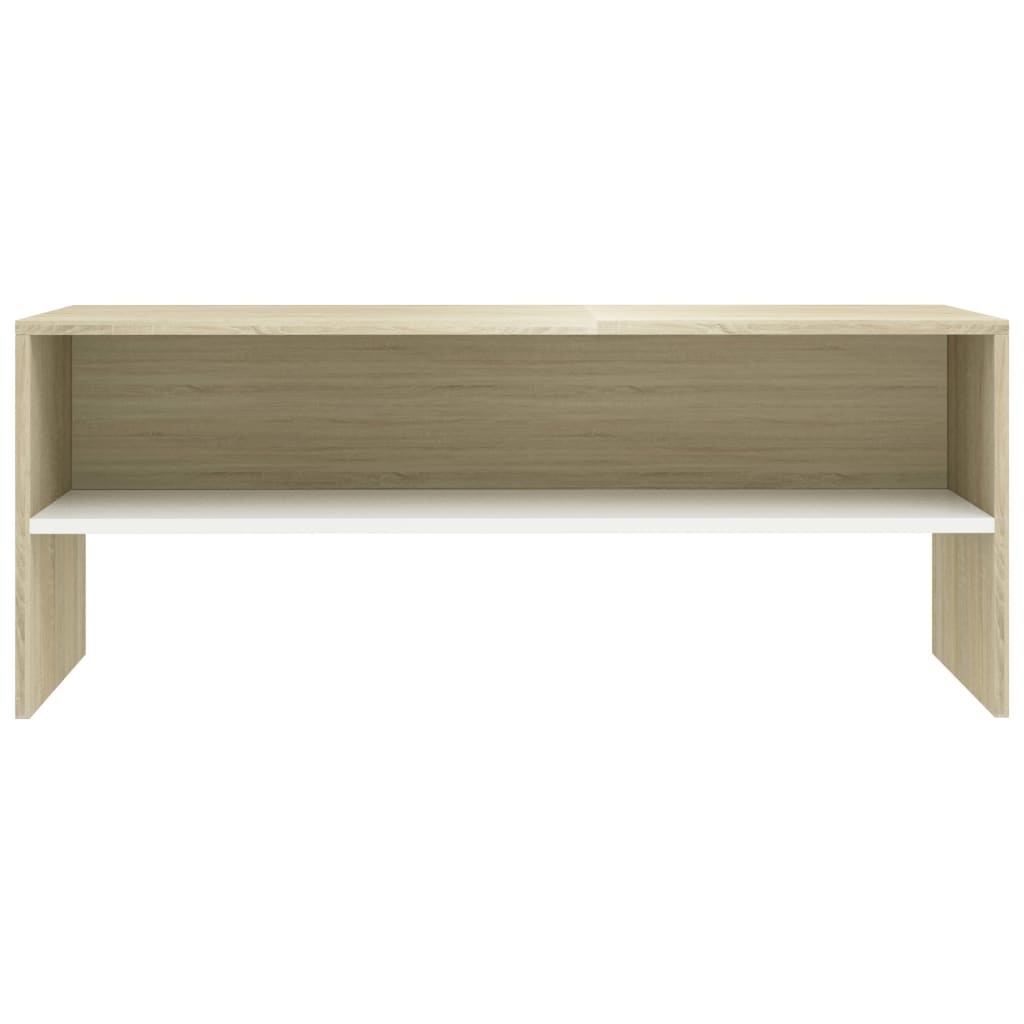 Tv-meubel 100x40x40 cm bewerkt hout wit en sonoma eikenkleurig