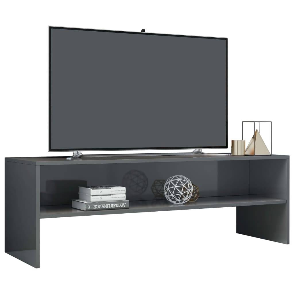 Tv-meubel 120x40x40 cm bewerkt hout hoogglans grijs