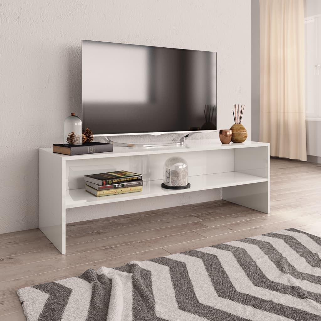 Tv-meubel 120x40x40 cm bewerkt hout hoogglans wit