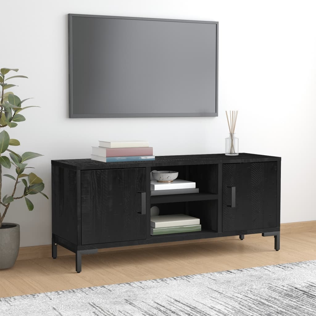 Tv-meubel 110x35x48 cm gerecycled massief grenenhout zwart