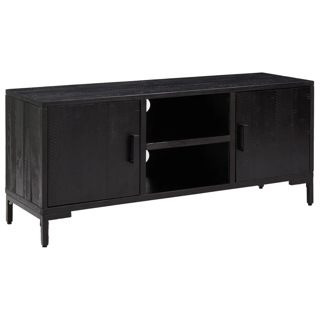 Tv-meubel 110x35x48 cm gerecycled massief grenenhout zwart