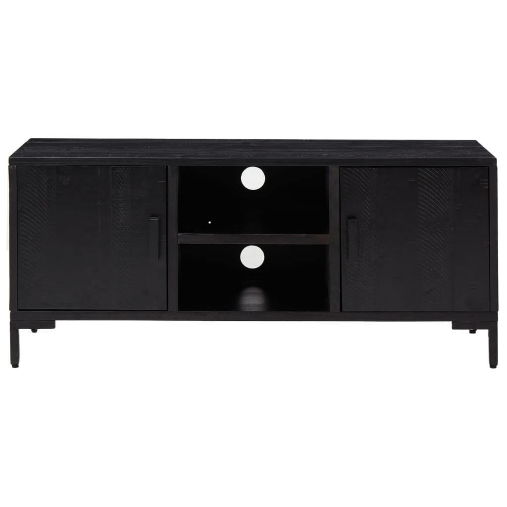 Tv-meubel 110x35x48 cm gerecycled massief grenenhout zwart