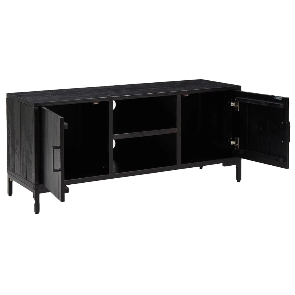 Tv-meubel 110x35x48 cm gerecycled massief grenenhout zwart