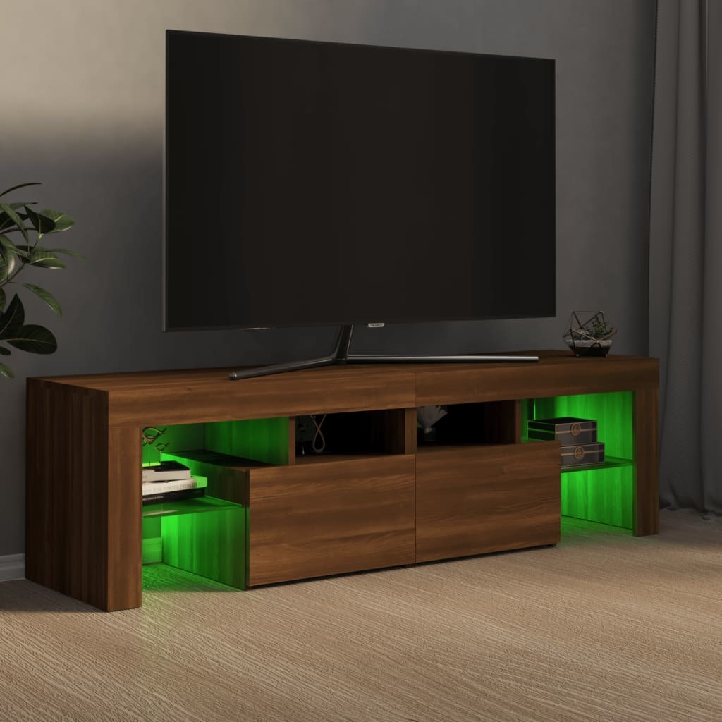 Tv-meubel LED-verlichting 140x36,5x40 cm bruineikenkleurig