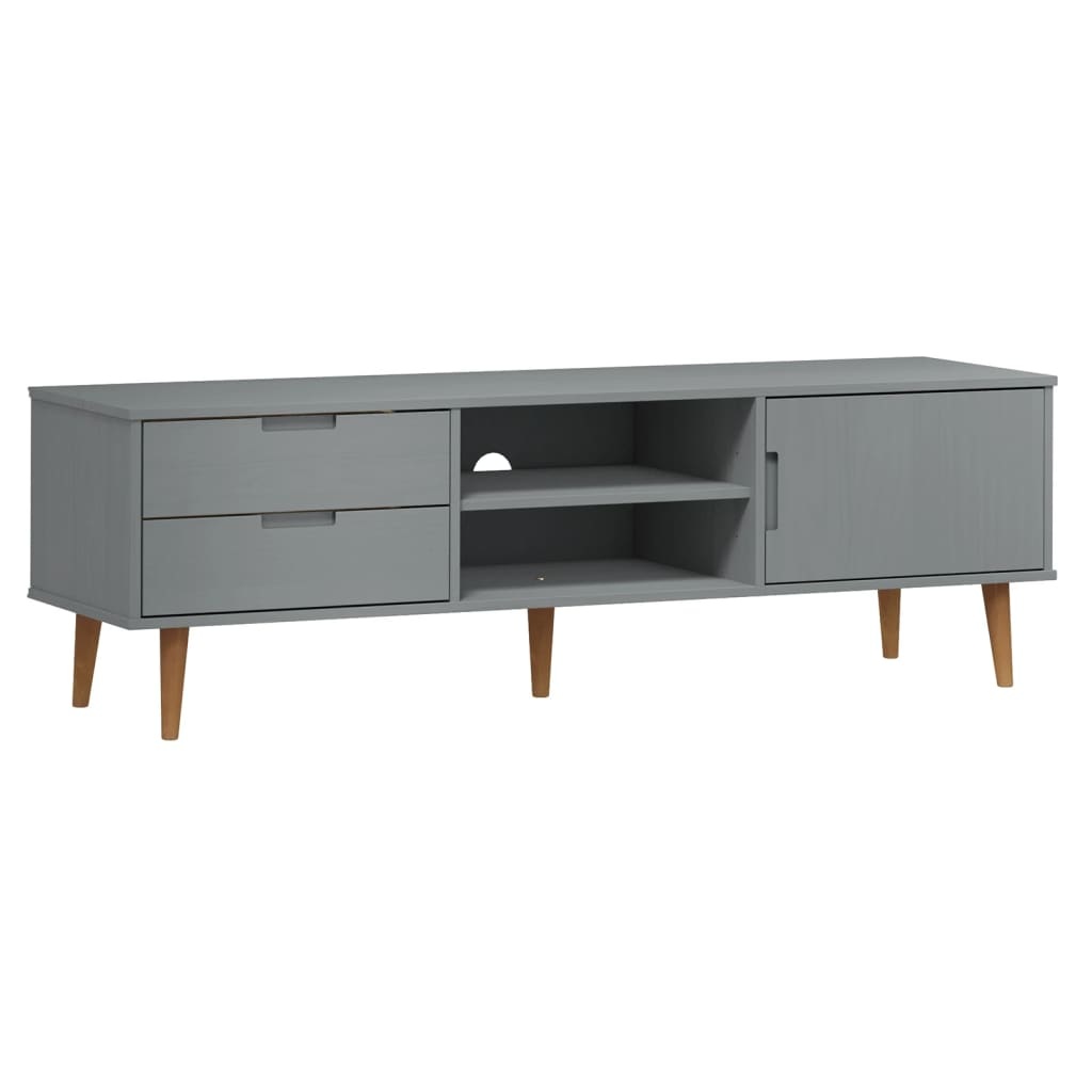 Tv-meubel MOLDE 158x40x49 cm massief grenenhout grijs
