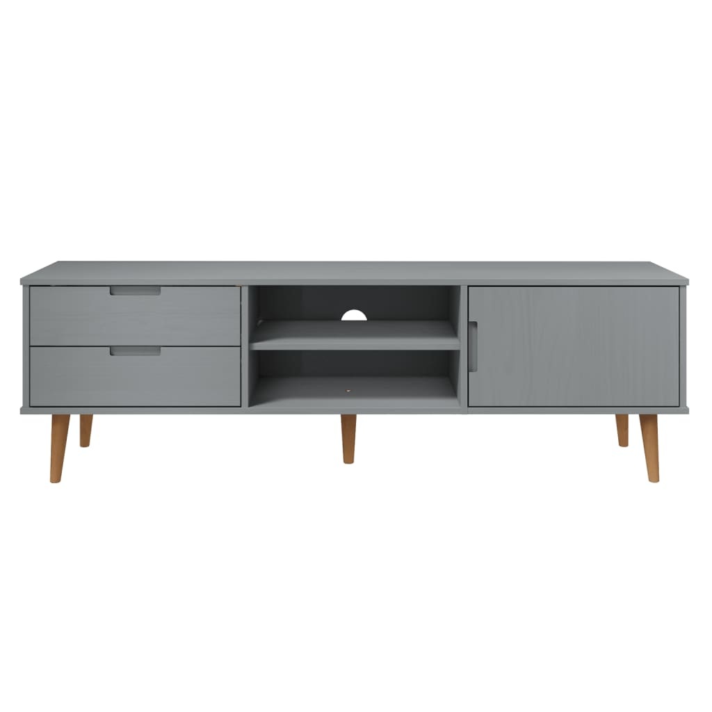 Tv-meubel MOLDE 158x40x49 cm massief grenenhout grijs