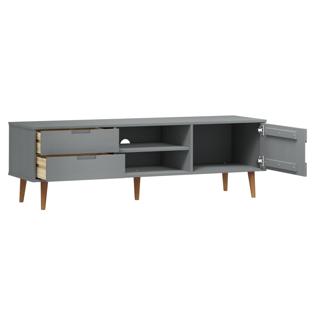Tv-meubel MOLDE 158x40x49 cm massief grenenhout grijs