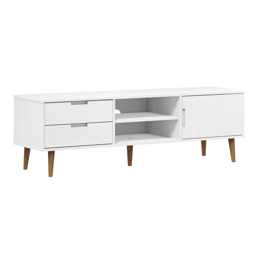 Tv-meubel MOLDE 158x40x49 cm massief grenenhout wit