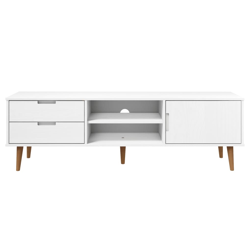 Tv-meubel MOLDE 158x40x49 cm massief grenenhout wit