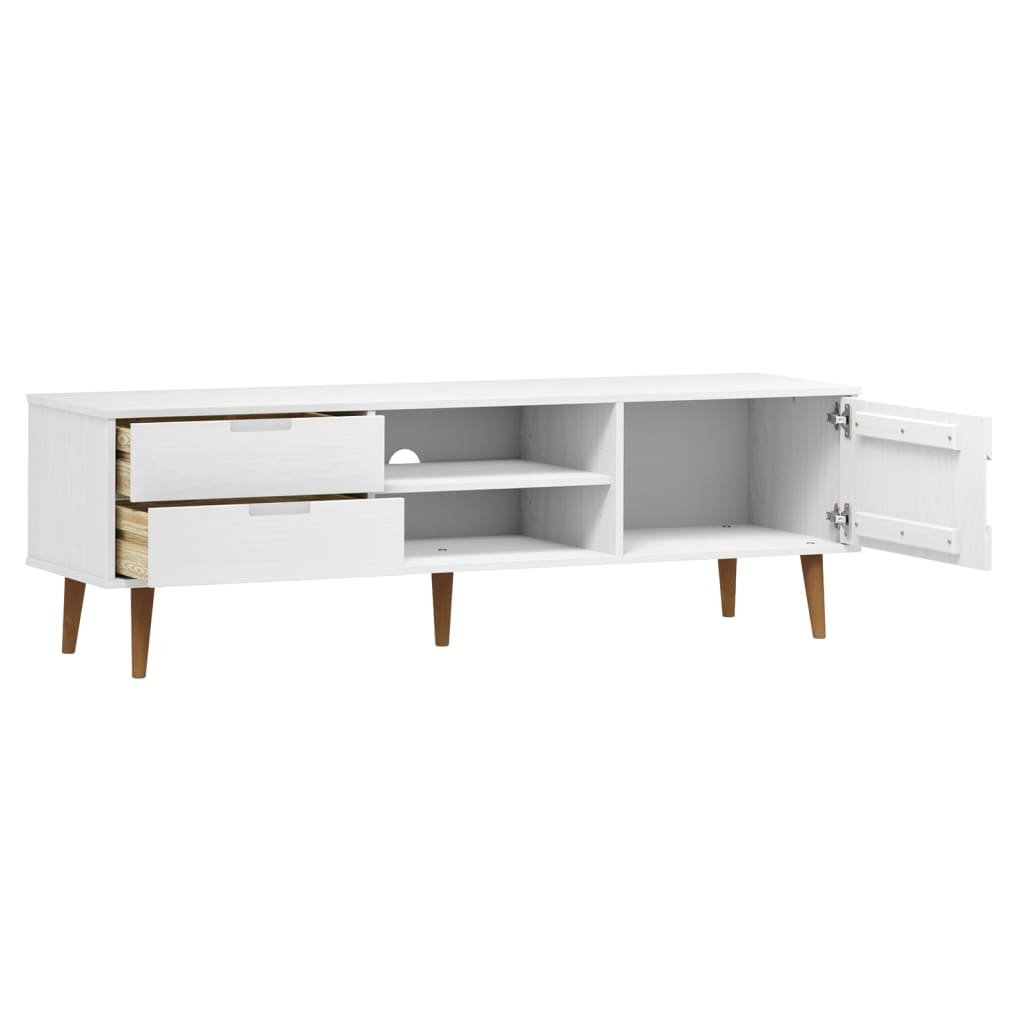 Tv-meubel MOLDE 158x40x49 cm massief grenenhout wit