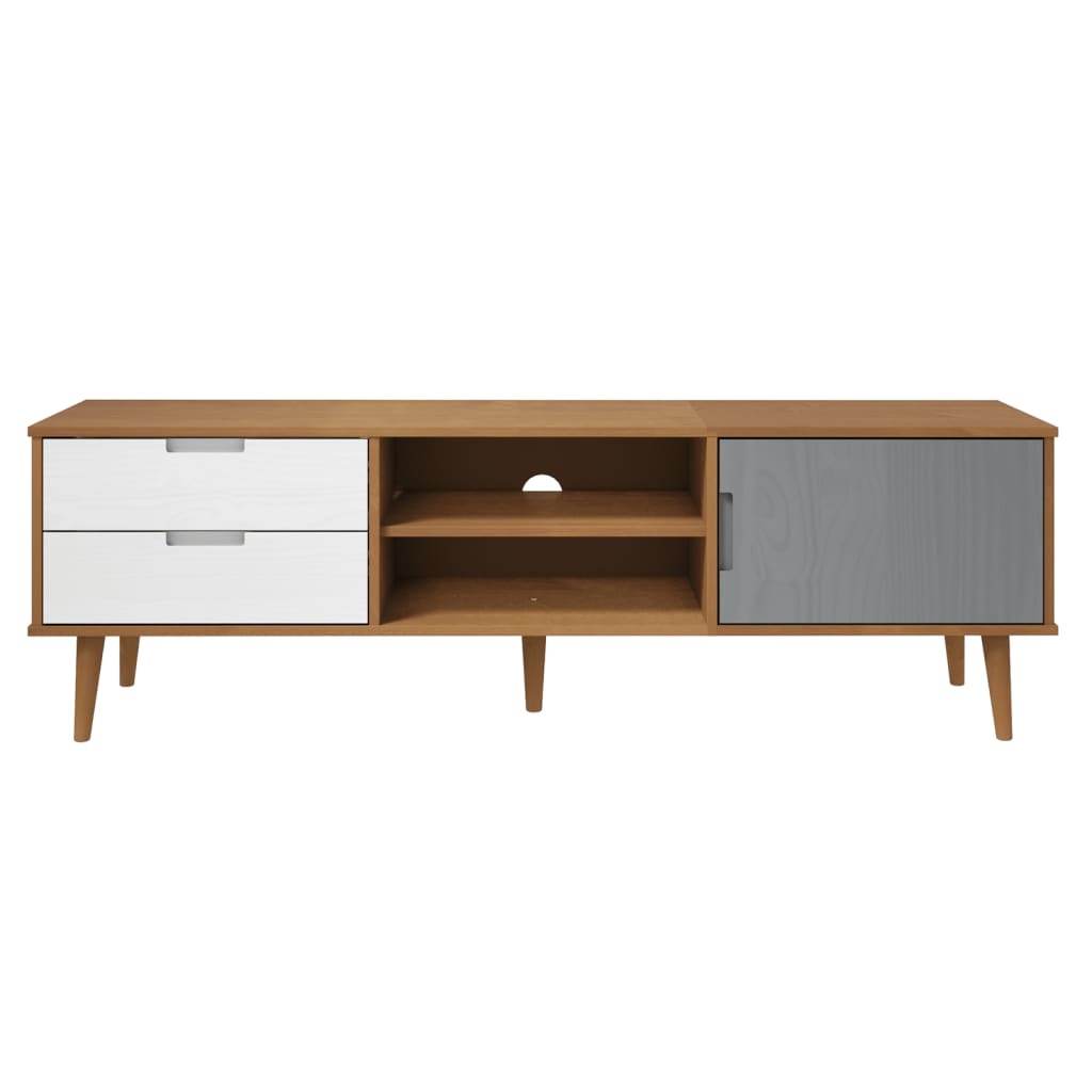 Tv-meubel MOLDE 158x40x49 cm massief grenenhout bruin