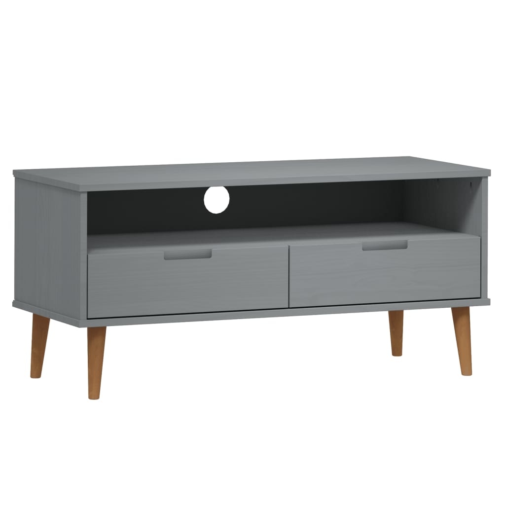 Tv-meubel MOLDE 106x40x49 cm massief grenenhout grijs