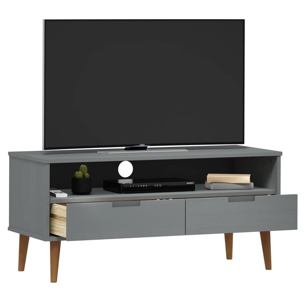 Tv-meubel MOLDE 106x40x49 cm massief grenenhout grijs