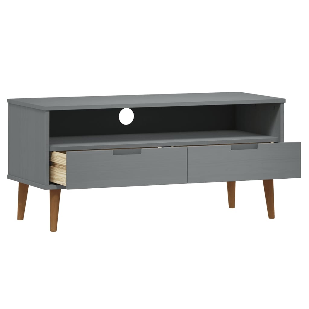 Tv-meubel MOLDE 106x40x49 cm massief grenenhout grijs