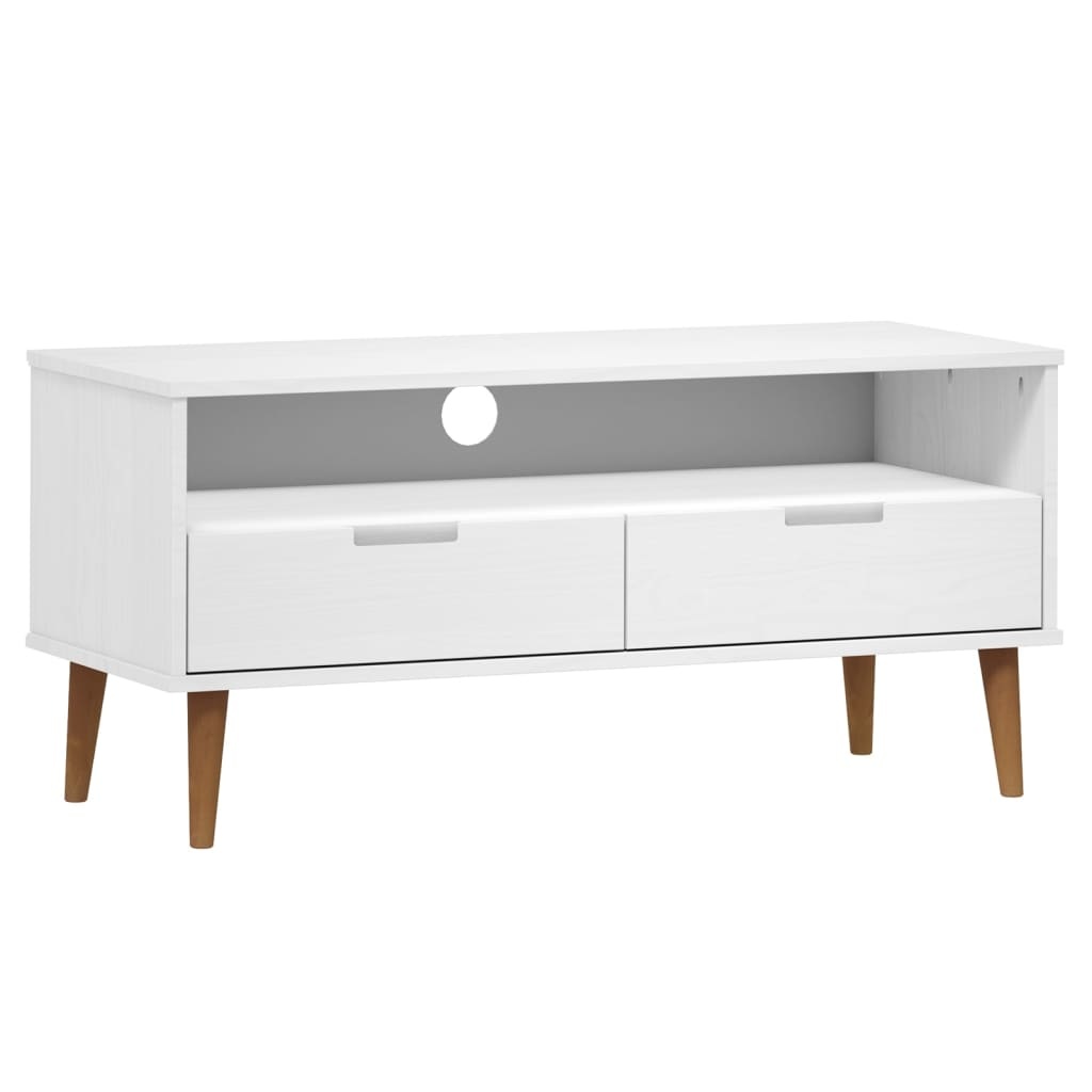 Tv-meubel MOLDE 106x40x49 cm massief grenenhout wit