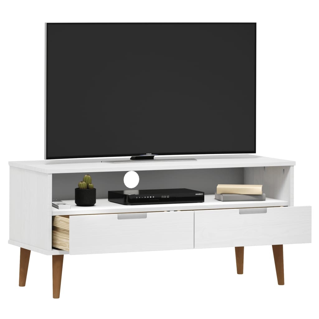 Tv-meubel MOLDE 106x40x49 cm massief grenenhout wit