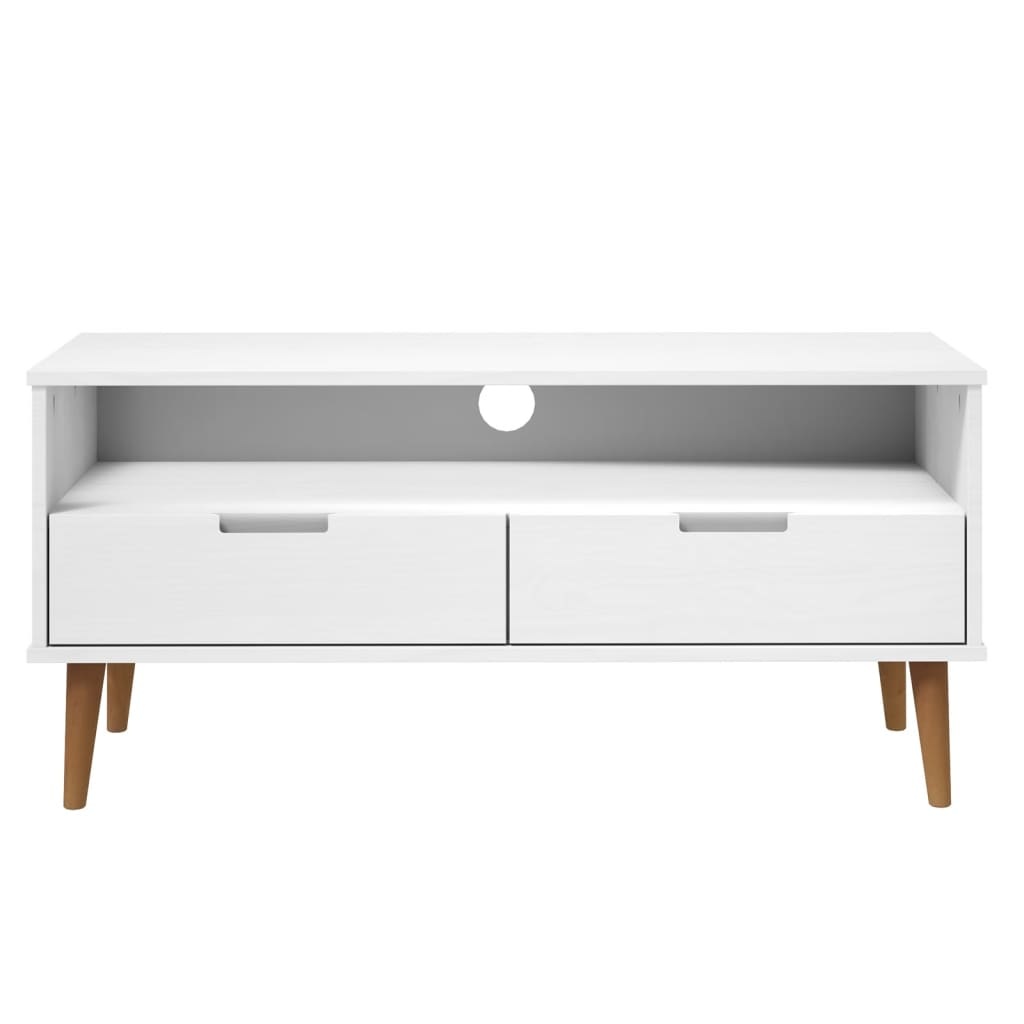 Tv-meubel MOLDE 106x40x49 cm massief grenenhout wit