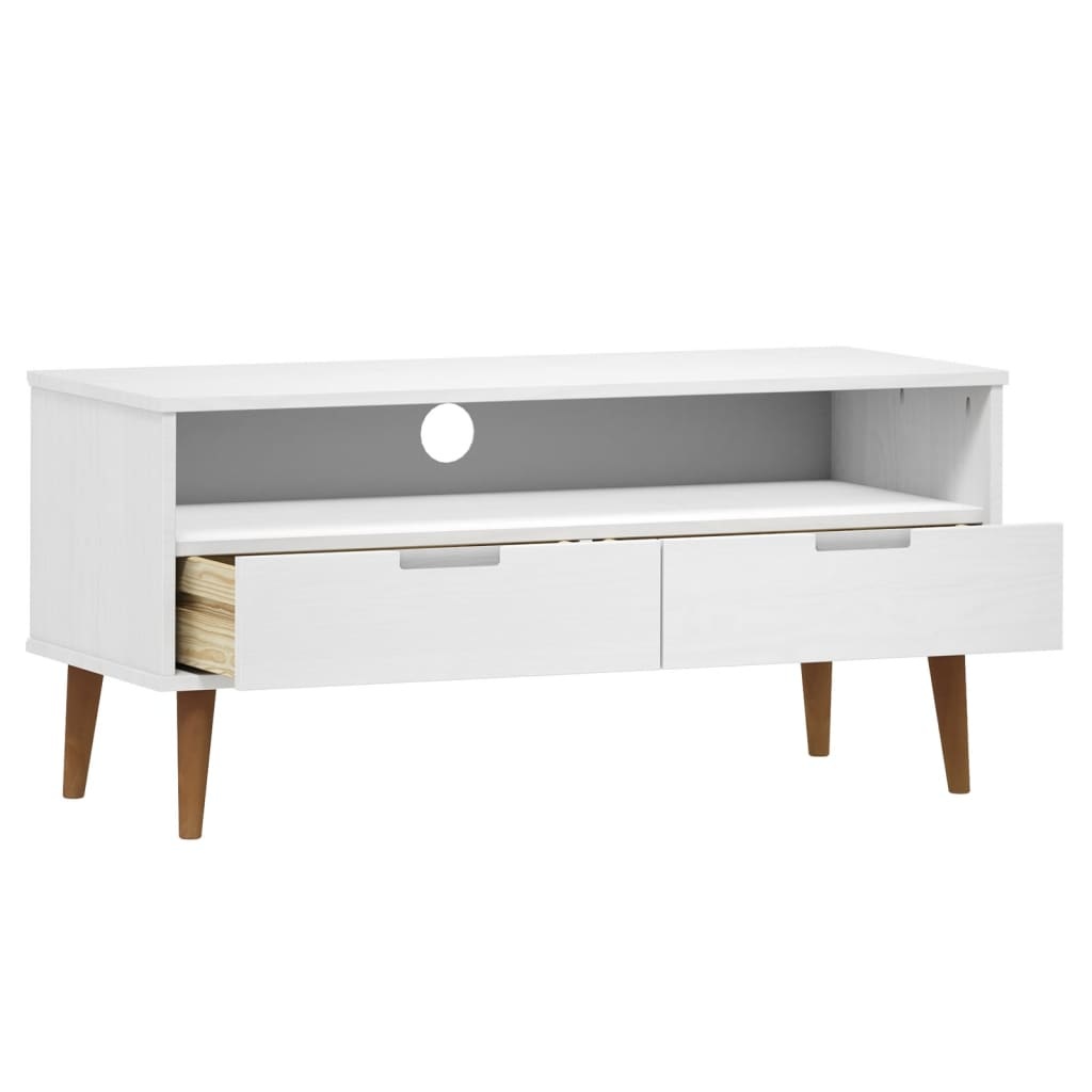 Tv-meubel MOLDE 106x40x49 cm massief grenenhout wit