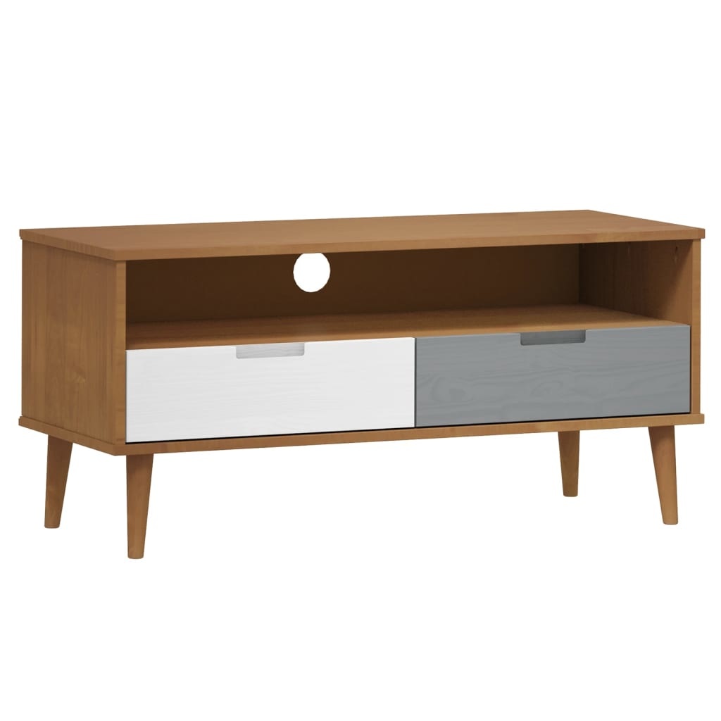 Tv-meubel MOLDE 106x40x49 cm massief grenenhout bruin