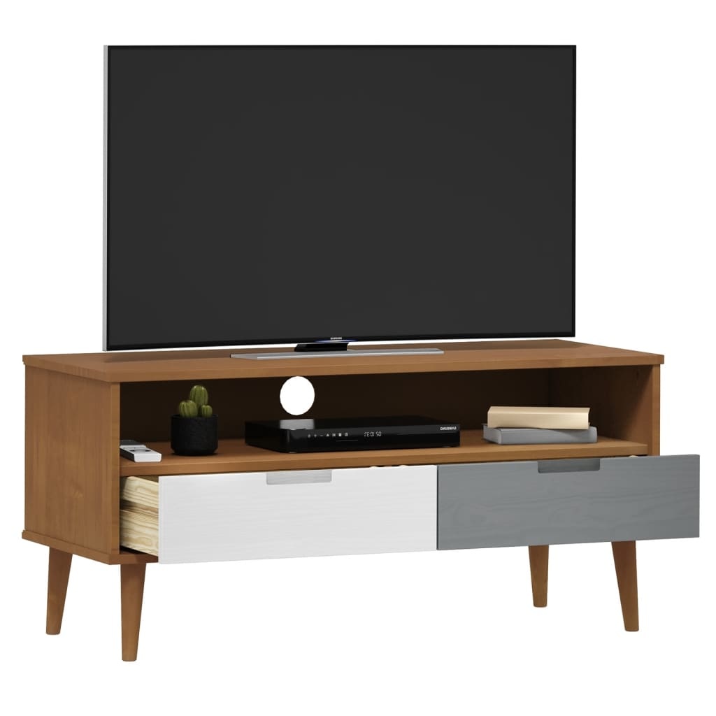 Tv-meubel MOLDE 106x40x49 cm massief grenenhout bruin