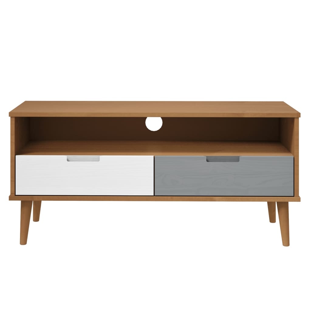 Tv-meubel MOLDE 106x40x49 cm massief grenenhout bruin
