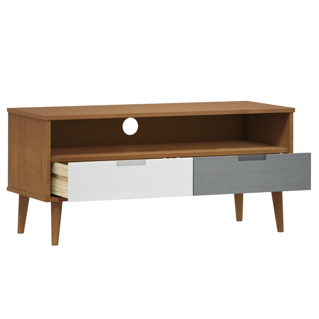 Tv-meubel MOLDE 106x40x49 cm massief grenenhout bruin