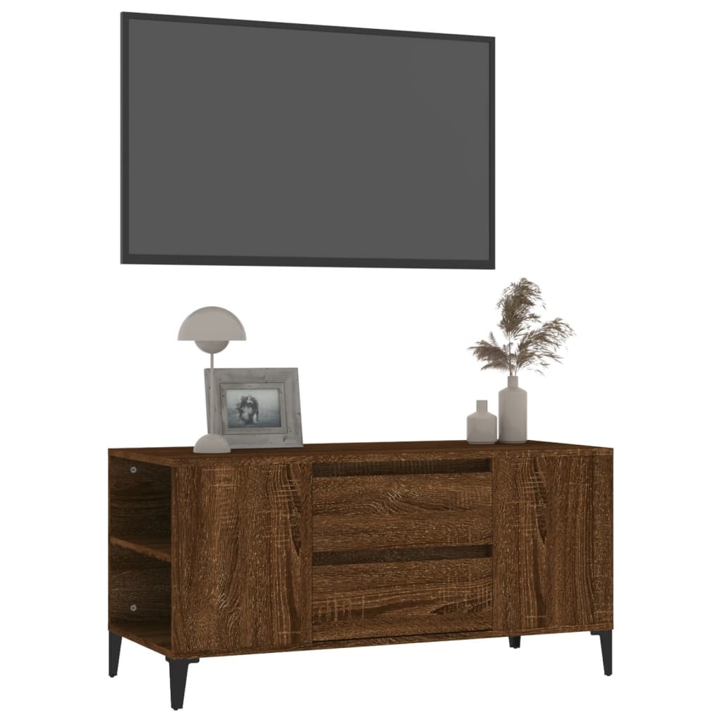 Tv-meubel 102x44,5x50 cm bewerkt hout bruineikenkleurig