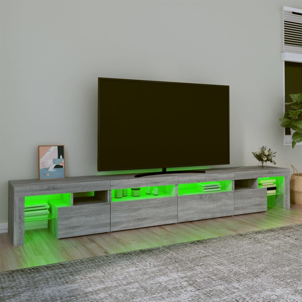 Tv-meubel met LED-verlichting 280x36,5x40 cm grijs sonoma eiken