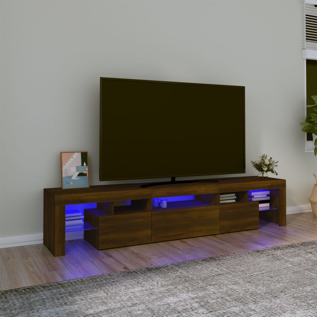 Tv-meubel met LED-verlichting 200x36,5x40 cm bruineikenkleurig