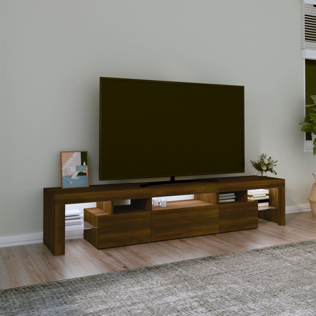 Tv-meubel met LED-verlichting 200x36,5x40 cm bruineikenkleurig