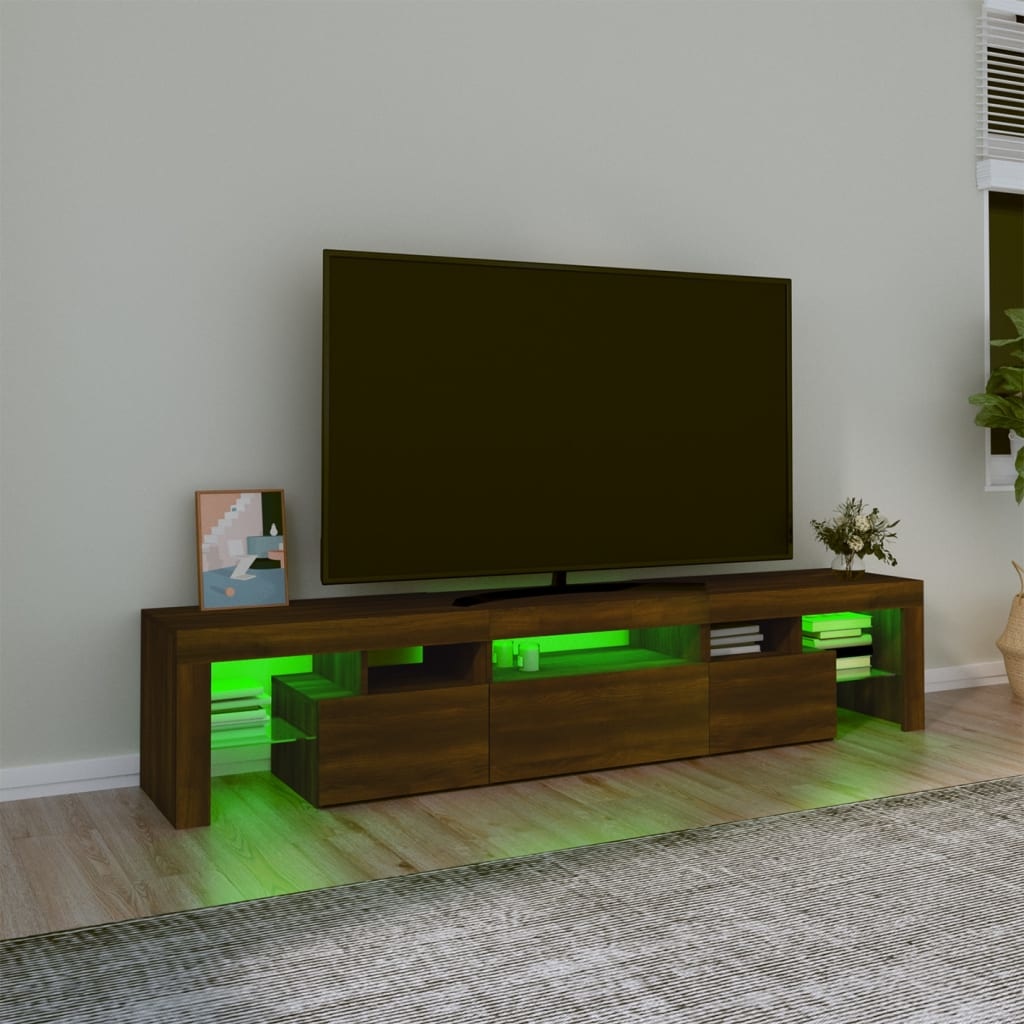 Tv-meubel met LED-verlichting 200x36,5x40 cm bruineikenkleurig