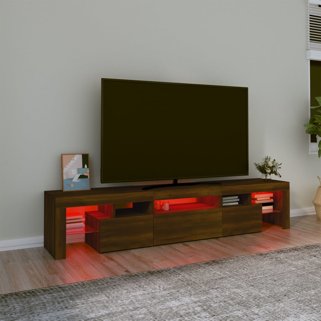 Tv-meubel met LED-verlichting 200x36,5x40 cm bruineikenkleurig