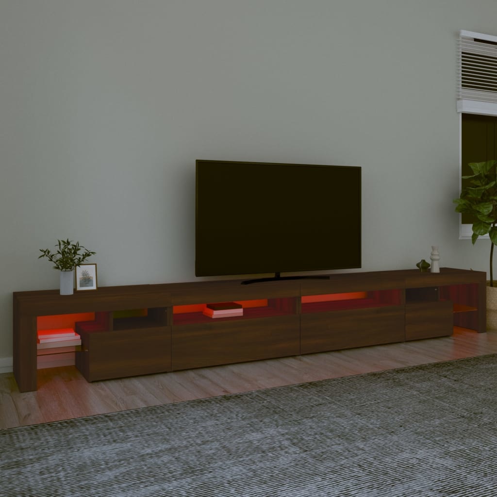 Tv-meubel met LED-verlichting 290x36,5x40 cm bruineikenkleurig