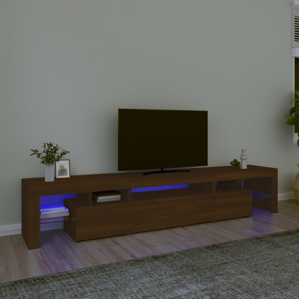 Tv-meubel met LED-verlichting 215x36,5x40 cm bruineikenkleurig