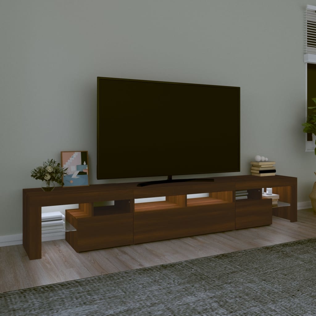 Tv-meubel met LED-verlichting 230x36,5x40 cm bruineikenkleurig