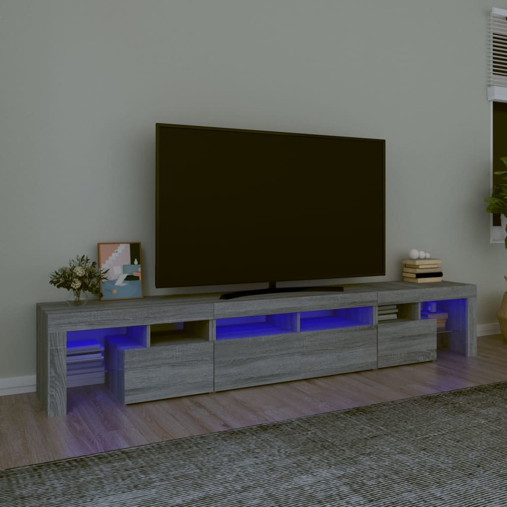 Tv-meubel met LED-verlichting 230x36,5x40 cm grijs sonoma eiken