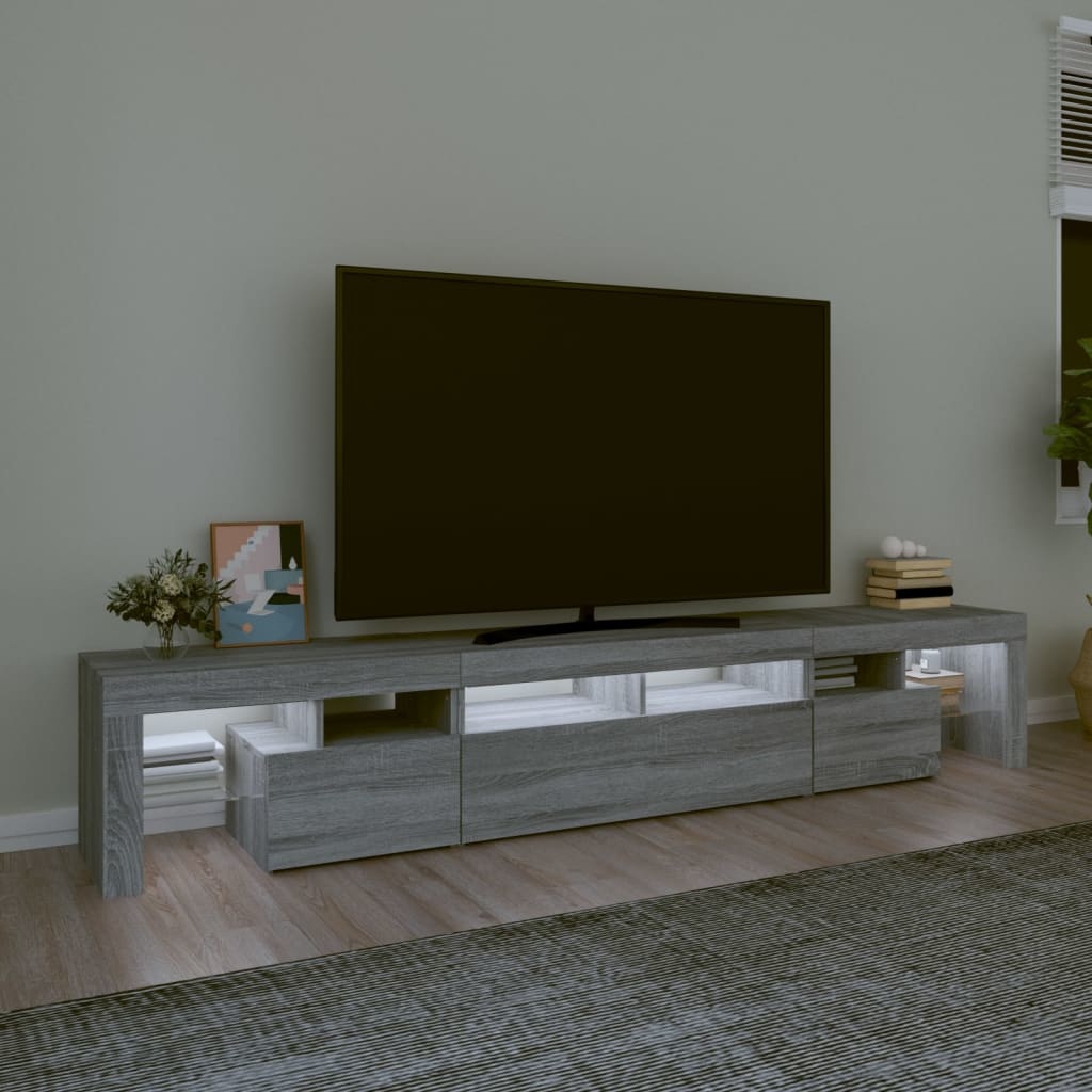 Tv-meubel met LED-verlichting 230x36,5x40 cm grijs sonoma eiken